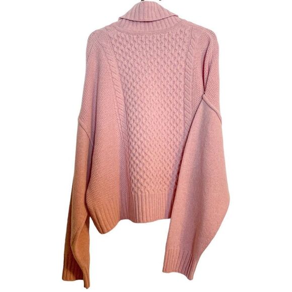 ATM Wool Cable Knit Turtleneck Sweater Blush Pink - Picture 6 of 10